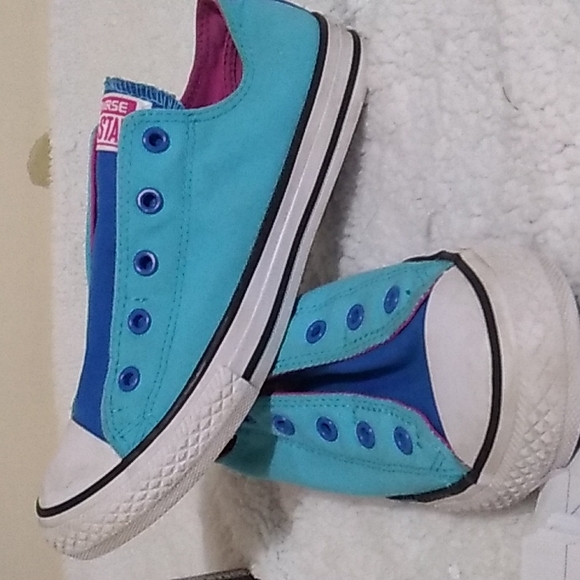 Converse Teal and Blue slip on shoe - Picture 4 of 7